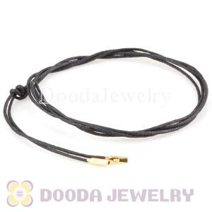 Black Poly Cord with Gold Plated Silver Ends European Compatible