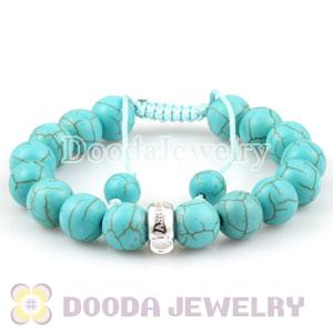 handmade Style Tscharm Jewelry Charm Bracelet Turquoise and Sterling Silver Beads