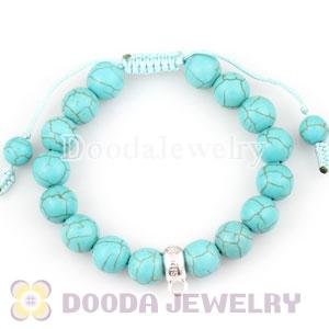 handmade Style Tscharm Jewelry Charm Bracelet Turquoise and Sterling Silver Beads