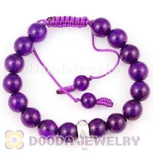 handmade Style Tscharm Jewelry Charm Bracelet Purple Agate and Sterling Silver Beads