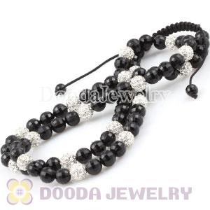 Wholesale handmade Jewelry Necklaces with Faceted Black and Crystal Disco Beads