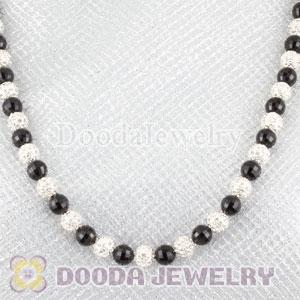 handmade Necklace Wholesale with Faceted Black and Crystal Disco Beads