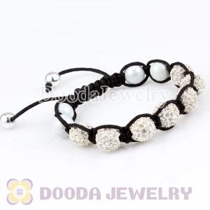 Fashion handmade Style Bracelets with White and Crystal Disco Beads