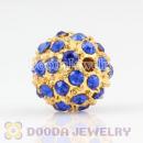 10mm handmade Gold Plated Alloy Beads with Blue Crystal Wholesale