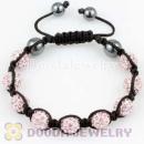 handmade Style TresorBeads Pink Crystal Ball Bead Bracelets with Hematite