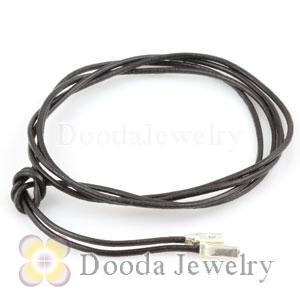 Black Leather Bracelets with 925 Silver Ends with 925 Stamped
