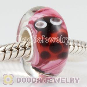 Ladybug glass beads in 925 silver core European compatible
