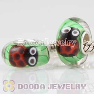 Ladybug glass beads in 925 silver core European compatible