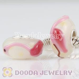 Crane glass beads in 925 silver core European compatible