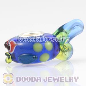 Fish glass beads in 925 silver core European compatible