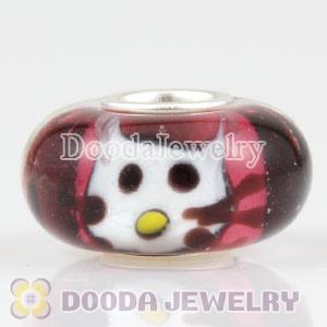Cat glass beads in 925 silver core European compatible