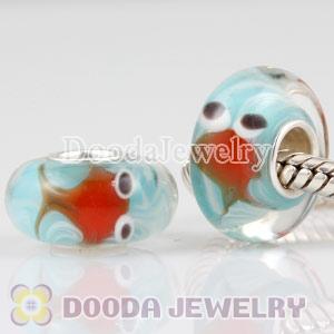 Goldfish glass beads in 925 silver core European compatible