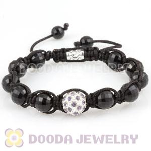 Wholesale handmade Bracelets with crystal and Faceted Black ABS plastic Beads