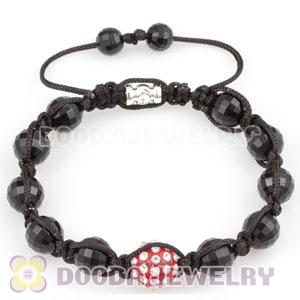 Wholesale handmade style Bracelets with Faceted Black ABS and crystal plastic Beads