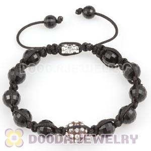 Wholesale handmade style Bracelets with Faceted Black ABS and crystal plastic Beads