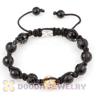 Wholesale handmade Bracelets with crystal and Faceted Black ABS plastic Beads