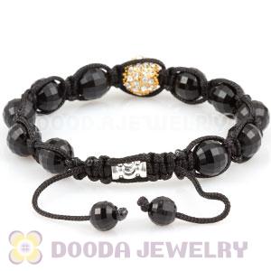 Wholesale handmade Bracelets with crystal and Faceted Black ABS plastic Beads