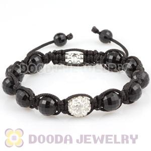 Wholesale handmade Bracelets with crystal and Faceted Black ABS plastic Beads
