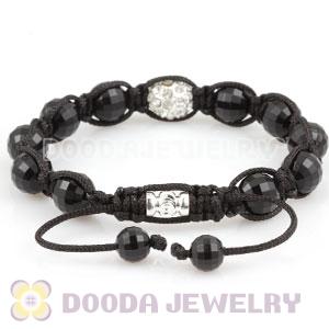 Wholesale handmade Bracelets with crystal and Faceted Black ABS plastic Beads
