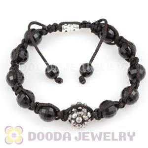 Wholesale handmade style Bracelets with Faceted Black ABS and crystal plastic Beads