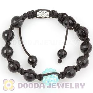 Wholesale handmade style Bracelets with Faceted Black ABS and blue crystal plastic Beads