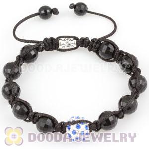 Wholesale handmade Bracelets with blue crystal and Faceted Black ABS plastic Beads
