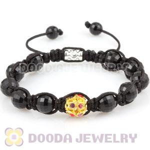 Wholesale handmade Bracelets with hollow crystal and Faceted Black ABS plastic Beads