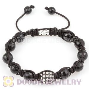 Wholesale handmade Bracelets with Faceted Black ABS and crystal plastic Beads