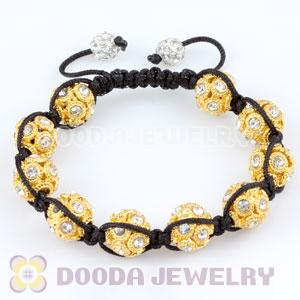 handmade style Bracelets Wholesale with white crystal hollow disco Ball Beads