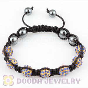 handmade Style TresorBeads Bracelets with ocean blue Crystal Ball and Hematite