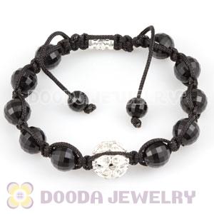 Wholesale handmade Bracelets with hollow crystal and Faceted Black ABS plastic Beads
