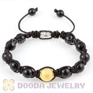 handmade Style Bracelets Wholesale with gold plated copper and Black ABS plastic beads