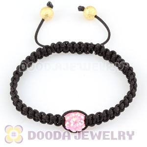 Wholesale handmade Inspired Bracelets with pink Crystal plastic beads and Black Macrame 