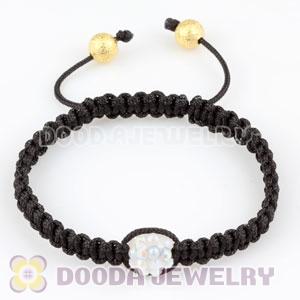 Wholesale handmade Inspired Bracelets with clear Crystal plastic beads and Black Macrame 