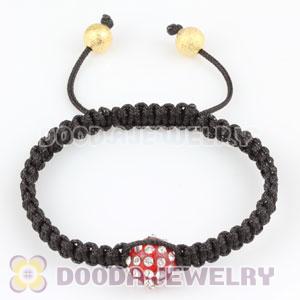 Wholesale handmade Inspired Bracelets with red Crystal plastic beads and Black Macrame 