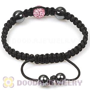 TresorBeads Macrame Bracelets with pink Crystal and Hematite beads 