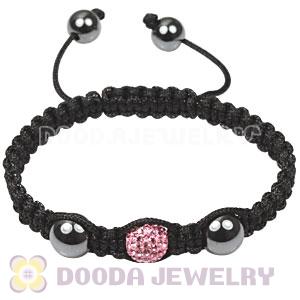 TresorBeads Macrame Bracelets with pink Crystal and Hematite beads 