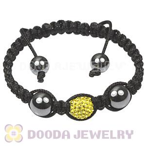 TresorBeads Macrame Bracelets with yellow Crystal and Hematite beads 
