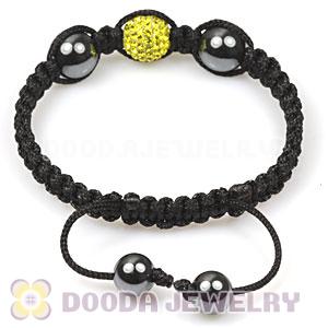 TresorBeads Macrame Bracelets with yellow Crystal and Hematite beads 