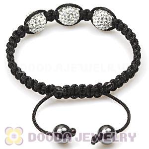 TresorBeads Macrame Bracelets with white Crystal and Hematite beads 