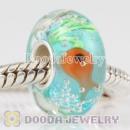 Fish glass beads in 925 silver core European compatible
