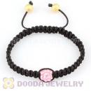 Wholesale handmade Inspired Bracelets with pink Crystal plastic beads and Black Macrame