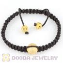 Wholesale handmade Inspired Bracelets with gold plated copper beads and Black Macrame