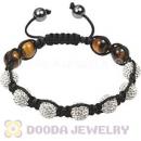 2011 latest TresorBeads bracelets with 4 tiger eye beads and pave crystal