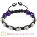 Fashion TresorBeads bracelets with 4 purple agate beads and pave crystal
