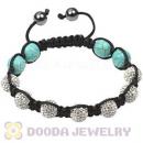 Fashion TresorBeads bracelets with 4 turquoise beads and pave crystal