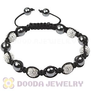 Fashion mens TresorBeads bracelets with white crystal beads and hemitite 