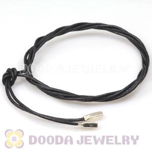 Blue Leather Bracelets with 925 Silver Ends with 925 Stamped