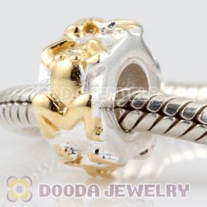 925 Sterling Silver gold plated frog Beads fit on European Large hole Jewelry Bracelet