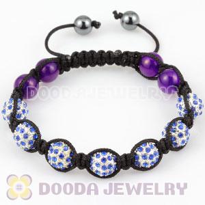 handmade Style TresorBeads Bracelets with blue Crystal Ball and purple agate